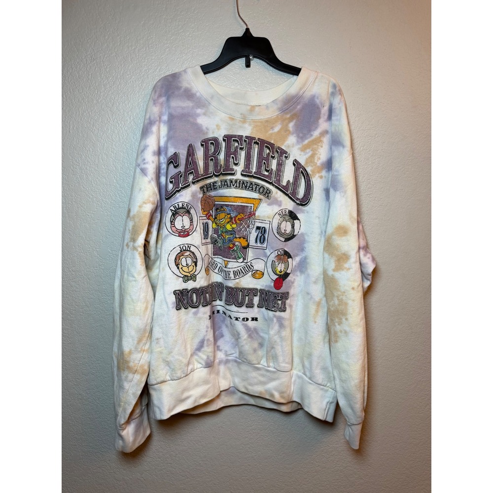 Nickelodeon Garfield The Jaminator Tie Dye Graphic Sweatshirt XL Purple Orange
